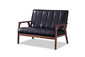 lot 19194 image: Baxton Studio BBT8011A2-Black Loveseat Love Seats, 29.45LX44.66WX31.59H, Black-Retail $379