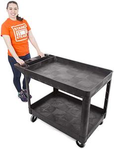 lot 19205 image: Stand Steady Original Tubstr Extra Large Utility Cart - Heavy Duty Tub Cart Holds up to 500 Pounds - 2 Shelf, Huge Rolling Cart - Great for Warehouse, Garage and More (45.5 x 24.5  Black)