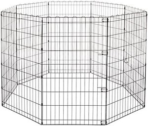 lot 19211 image: Amazon Basics Foldable Metal Pet Dog Exercise Fence Pen - 60 x 60 x 42 Inches, Black
