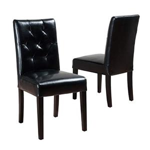 lot 19217 image: Christopher Knight Home Gentry Bonded Leather Dining Chairs, 2-Pcs Set, Black- Retail $228