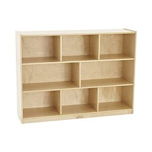 lot 19221 image: ECR4Kids-ELR-0421 Birch 8-Section School Classroom Storage Cabinet with Casters, Natural, 36 H