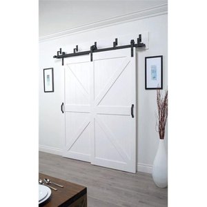 lot 8379 image: ACME 8-78 in. H x 5-516 in. W Steel Black Sliding Door Track Kit- Retail$81.99