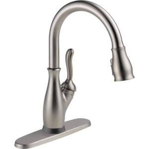 lot 8280 image: Delta Leland Single Handle Pull-Down Kitchen Faucet in Spotshield Stainless 9178T-SP-DST