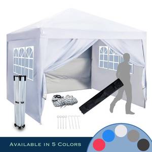 lot 8347 image: LAUREL CANYON 10 ft. x 10 ft. Instant Canopy Pop-Up Tent with Sidewalls, Adjustable Legs, White