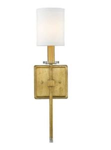 lot 8385 image: Antique Gold 1.one Light Sconce 20 H Tall White Shade Wall Fixture Distressed