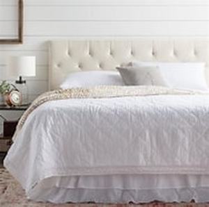 lot 8333 image: Brookside Emmie Adjustable Cream Queen Upholstered Headboard