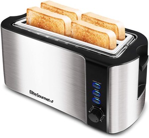 lot 8289 image: Elite Gourmet 4 Slice Stainless Steel Long Toaster
