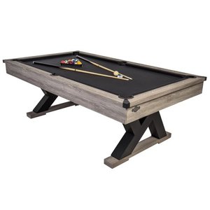 lot 61500 image: American Legend Kirkwood 90in Billiard Table with Rustic Finish, K-Shaped Legs and Black Cloth