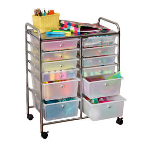 lot 61555 image: Honey Can Do Rolling Storage Cart and Organizer, 12 Plastic Drawers