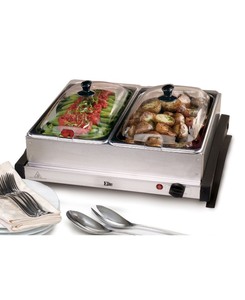lot 61598 image: Elite Gourmet 2 x 2.5 Quart Stainless Steel Electric Buffet Server