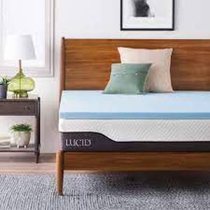 lot 61504 image: Lucid 2 Inch Ventilated Gel Infused Memory Foam Mattress Topper King Teal