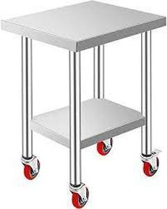 lot 61581 image: Mophorn Stainless Steel Prep Table w Wheels