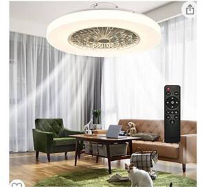 lot 68300 image: IYUNXI Modern Ceiling Fan with Lights 23 inch, 3 color lighting, 3 speed. LED&nbsp