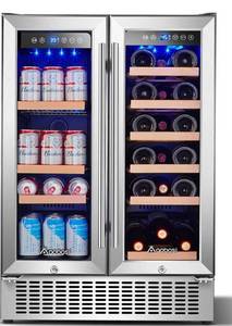 lot 68303 image: Aobosi 24 Inch Beverage and Wine Cooler Dual Zone damaged see picture