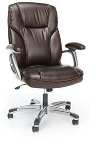 lot 68309 image: Essentials High-Back Leather Executive OfficeComputer Chair with Arms - Ergonomic Swivel Chair (ESS-6030-BRN) open box