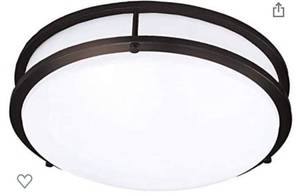 lot 68312 image: DARELO Dimmable 12 Inch LED Ceiling Light round bronze finish, 15 w &amp 1100 lumens, OPEN BOX
