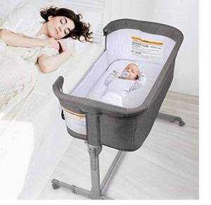 lot 68318 image: 3 in 1 Baby Bassinet, Bedside Sleeper, & Playpen, Easy Folding Portable Crib (Grey)- KoolaBaby open box
