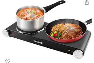 lot 68321 image: CUSIMAX 900W900W Double Hot Plates, Cast Iron hot plates, Electric Cooktop