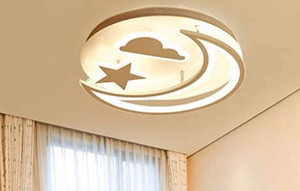 lot 68328 image: Creative LED Flush Mount Ceiling Light, CraftThink Simple Modern stars moon LED Bedroom Ceiling Light Living Room Childrens Room Ceiling Lamp (Color Warm light, Size 40X40X10cm) open box