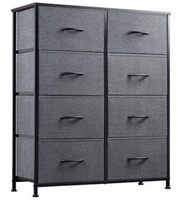 lot 68332 image: WLIVE Dresser with 8 Drawers, Fabric Dresser for Bedroom, Hallway, Nursery, Entryway, Closets, Sturdy Metal Frame, Wood Tabletop, Easy Pull Handle, Charcoal Gray open box