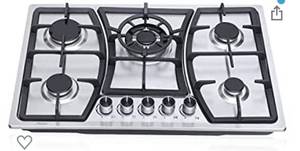 lot 68334 image: Anlyter 30 Inch Gas Cooktop, 5 Burners Built-in Gas Stove (Thermocouple Protection), Stainless Steel LPGNG Gas Stovetop Dual Fuel Sealed Gas Hob with Wok Stand and Pressure Regulator open box