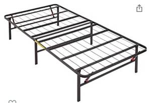 lot 68337 image: Amazon Basics Foldable, 14 Black Metal Platform Bed Frame with Tool-Free Assembly, No Box Spring Needed - Twin XL open box