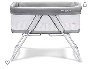 lot 68346 image: MiClassic All mesh 2in1 Stationary&Rock Bassinet One-Second Fold Travel Crib Portable Newborn Baby (Crystal)�� factory sealed