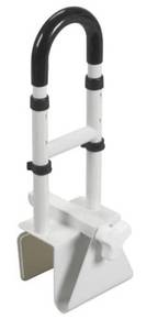 lot 68349 image: Drive Medical Adjustable Bathtub Grab Bar & Bathtub Safety Rail, White open box