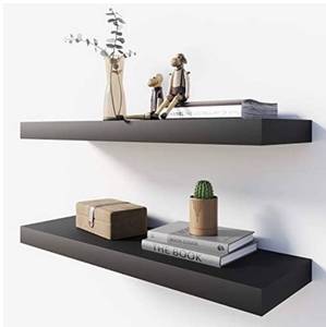 lot 68352 image: BAMEOS Floating Shelf ,Wall Shelf,Decor Wall Mounted Shelves ,Hanging Shelf Set L24xW6 for Bathroom Kitchen Living ,Kitchen,Room Bedroom Storage,Black open box