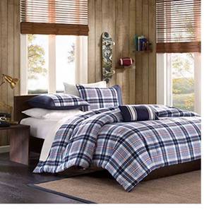 lot 68353 image: Mi Zone Cozy Comforter Set Cabin Lifestyle Plaid Design All Season Bedding Matching Shams, Decorative Pillow, TwinTwin XL, Elliot Blue 3 Piece open box
