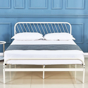 lot 68392 image: DIKAPA Metal Platform Bed Frame with Headboard for Under-Bed Storage,Noise FreeNo Box Spring NeededMattress FoundationWhite Finish,Queen Size. open box