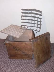 lot 596 image: Antique Marshall Chicken Hatchery Wood Egg Crate