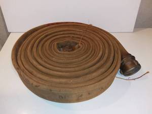 lot 505 image: Vintage Canvas Fire Hose With Brass Fittings - Marked ALMA