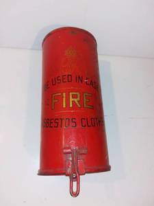 lot 532 image: Antique Asbestos Fire Blanket Canister