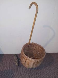 lot 548 image: Antique Wicker Shopping Trolley