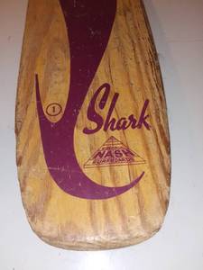 lot 558 image: Vintage Nash Shark Wood Skateboard With Metal Wheels
