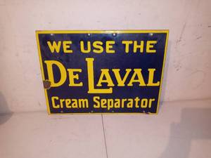 lot 1200 image: Super Cool Vintage Enamel On Metal De Laval Sign