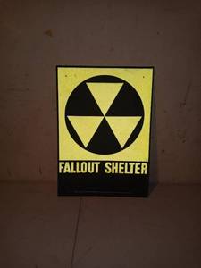 lot 1210 image: Thin Tin Metal Fallout Shelter Sign