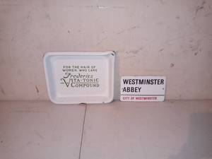 lot 1220 image: Lot Of 2 Small Enamel Advertising Items