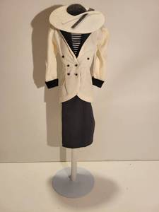 lot 3049 image: Black and White Dress Suit Doll Size with Display - Unknown Brand