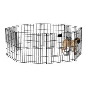 lot 8506 image: MidWest Foldable Metal Exercise Pet Playpen with Door, Black, 24W x 24H