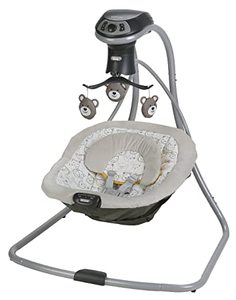 lot 8461 image: Graco Vibrating Baby Swing, Gray Bears