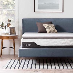 lot 8520 image: LUCID 2, 3, 4 Inch Bamboo Charcoal Memory Foam Mattress Topper - Twin Full Queen