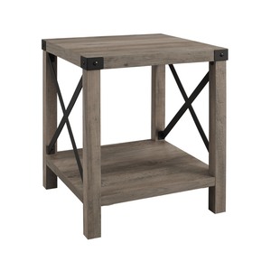 lot 8581 image: 18 Square Metal X Accent Side Table - Sable Grey