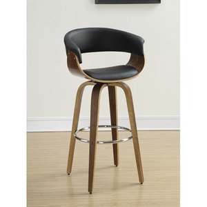 lot 693 image: Coaster Upholstered Bar Stool in Black and Walnut