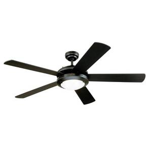 lot 796 image: Westinghouse 7224200 52 in. Matte Black Frosted Glass Indoor Ceiling Fan with Reversible Blades Black & Black Marble