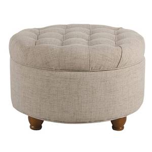 lot 799 image: HomePop Large Tufted Round Storage Ottoman, Multiple Colors