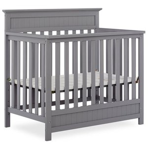 lot 800 image: Dream On Me Harbor 4-in-1 Convertible Mini Crib, Steel Gray