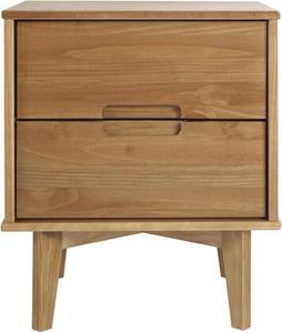 lot 841 image: Mid Century Modern 2 Drawer Wood Nightstand - Caramel