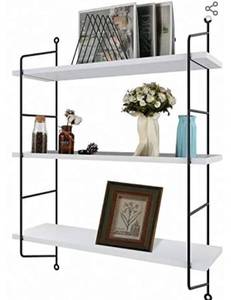 lot 3370 image: White 3 Tier Shelf With Wall Mount